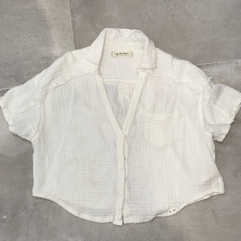 We The Free Cream Button Down Top
